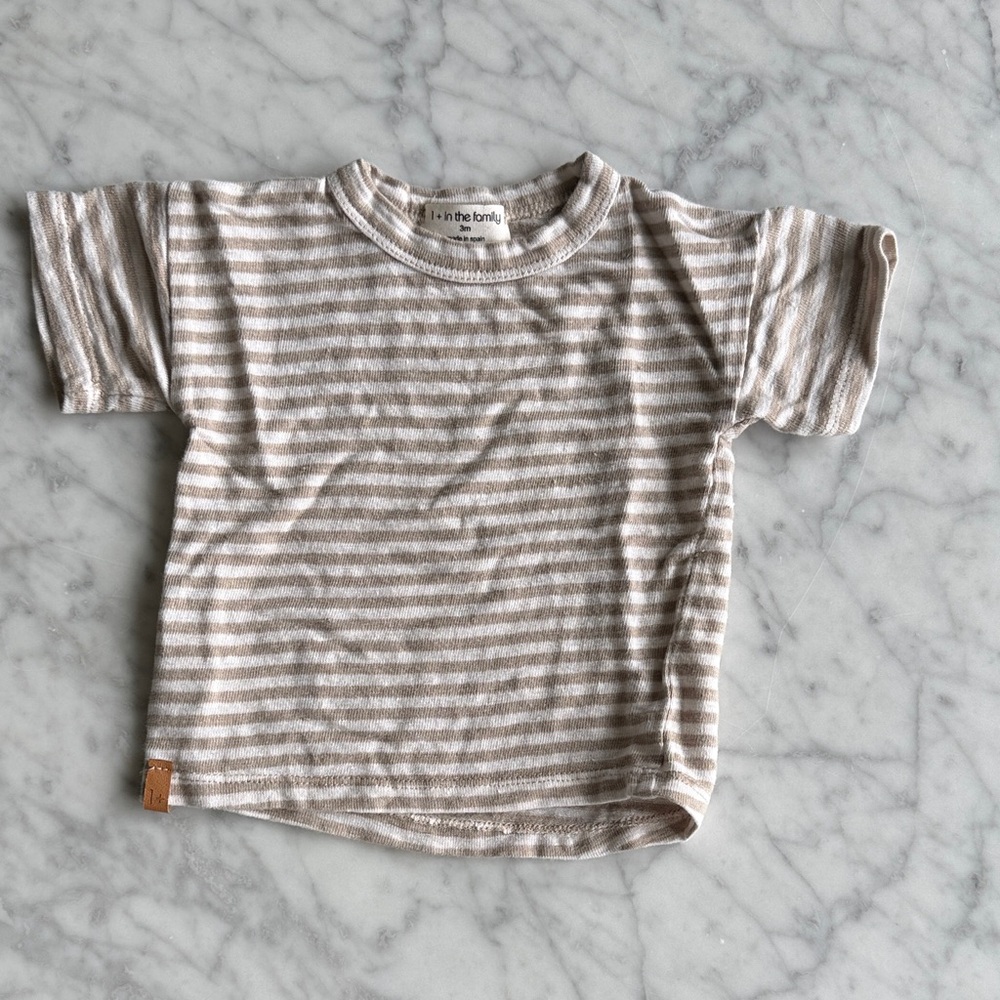Striped Cream & White Short Sleeve Kids Tee by